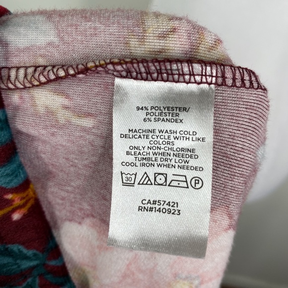 LOFT Velour Top Maroon Floral w/Drawstring Sz. S - Picture 9 of 9